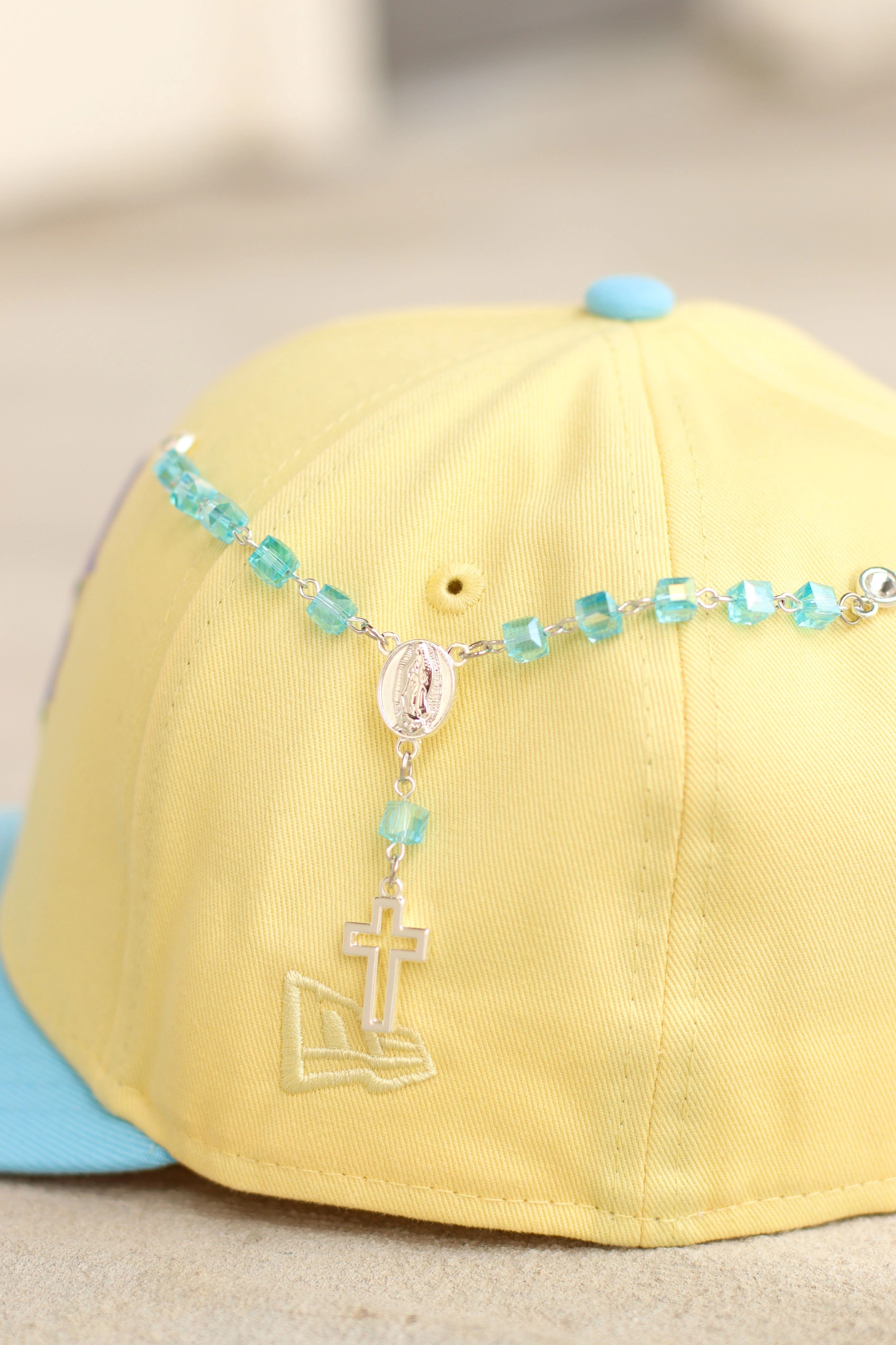 Baby blue rosary pin