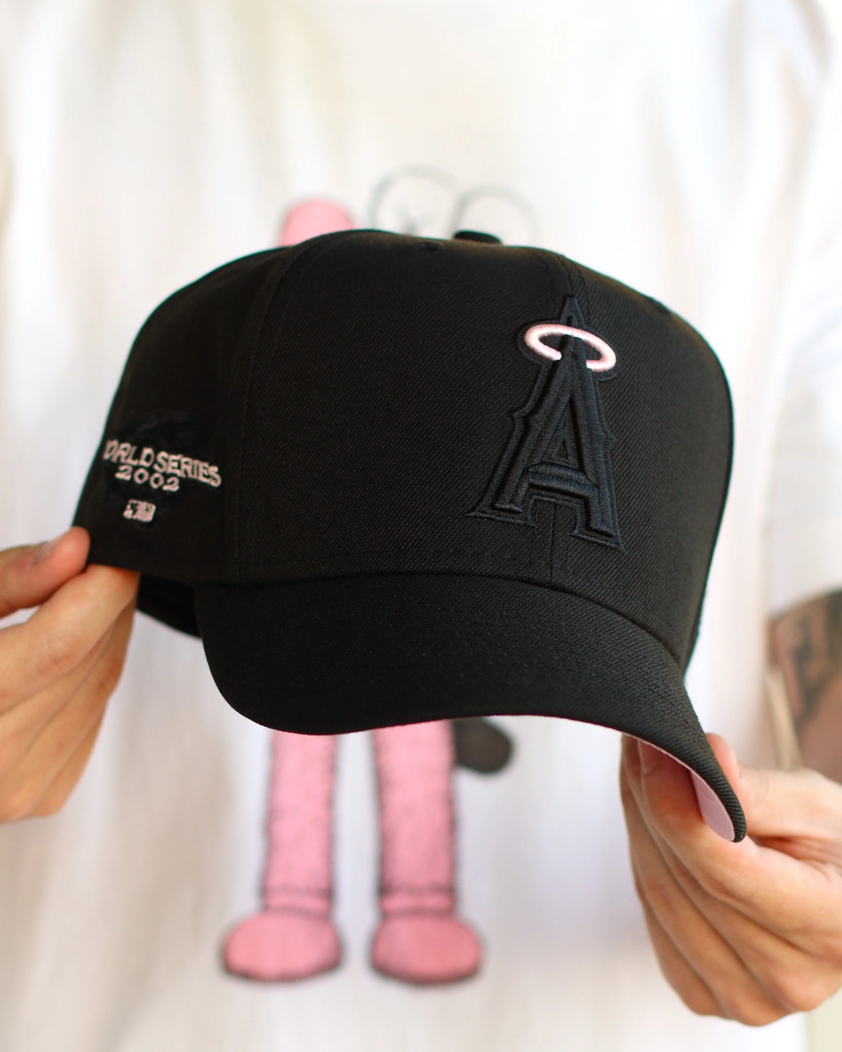 Pink/black angels hat
