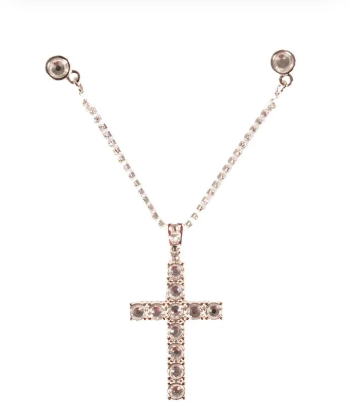 Silver Big rocks cross chain